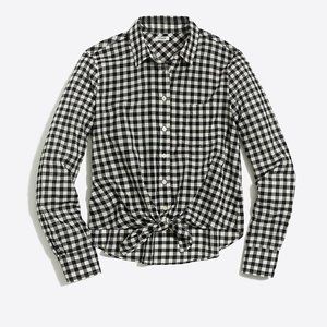 J. Crew Gingham Tie-waist Buttondown Shirt